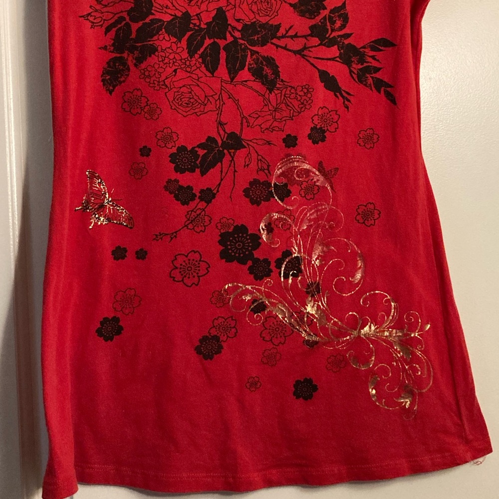 Vintage Bling Butterfly Floral Cotton Tee - Picture 4 of 7